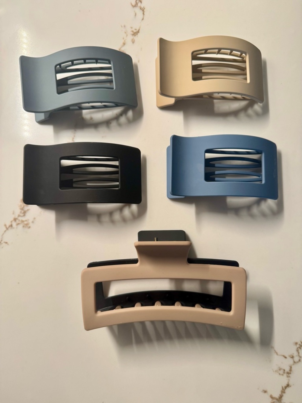 Matte Rectangle Hair Claw Clips - Set of 5